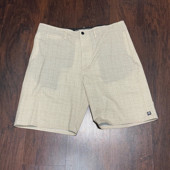 Ocean Current Tan Flat Front Shorts - Picture 1 of 9